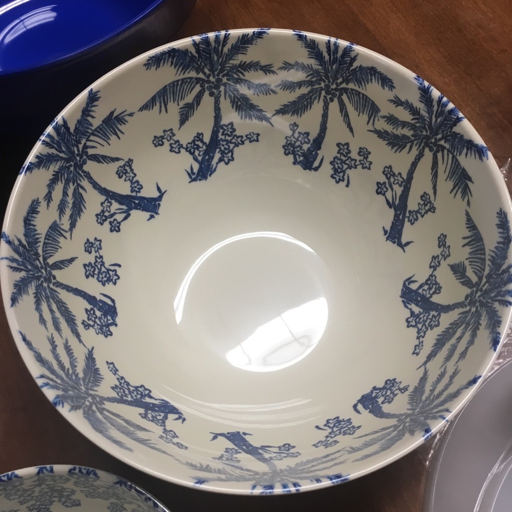 10 Pc Tropical Melamine Bowls w/Lids Blue & White - Picture 5 of 8
